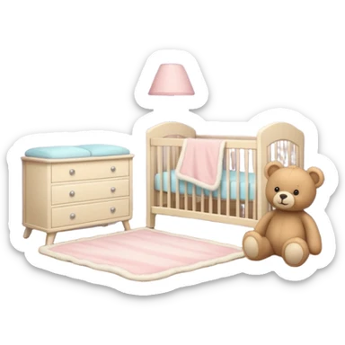 baby room, Cozy baby room with crib and teddy bear sticker