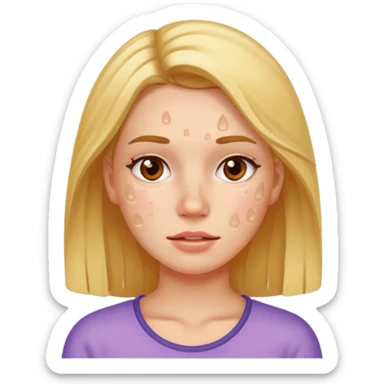 woman with acne and pimple on skin sticker