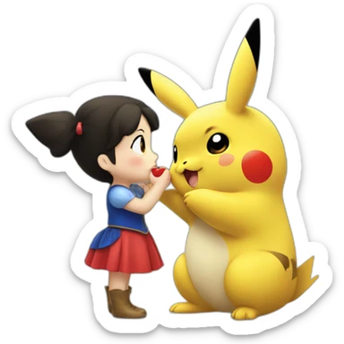 Little pikachu kissing snow white sticker