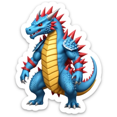 Spiky Armored Draconic Low-Slung Agile Muscular Pokémon-Fakémon-Digimon-Creature, (full body) sticker