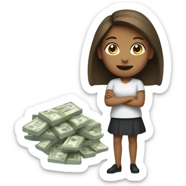 A girl who scatters money sticker