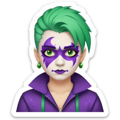 Glitter Purple and White Joker Gangster Green Hair sticker
