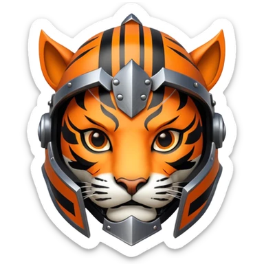 knight tiger face with armor and helmet fantasy character for Twitch emote sticker
