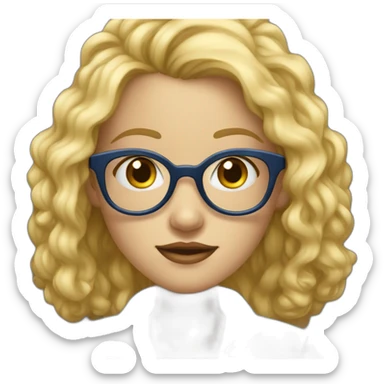 Fille blonde au yeux bleus avec lunette dorée sticker