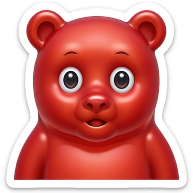 beautiful red gummy bear with eyes and long hair only head sticker