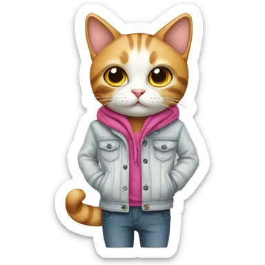 Cat with clothes sticker