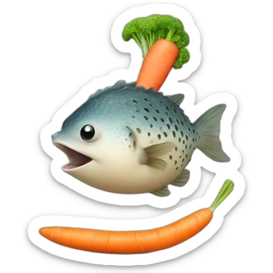 blowfish eating a carrot sticker