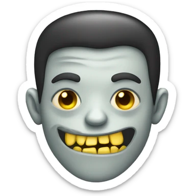 zombie vampire dark monochrome skin face with a sad smile and yellow teeth sticker