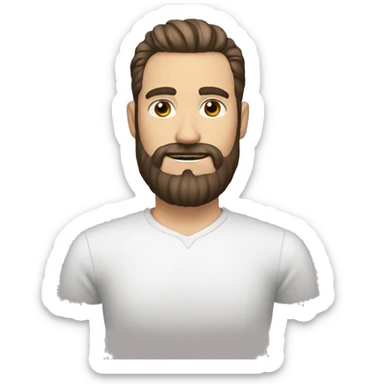 white person dark brown eyes and hair comb over haircut and full bearded sticker