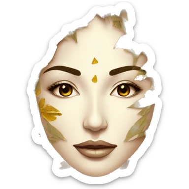  Hemp 420 lady face melting gold drizzle kintsugi palm leaves tropical made of 420 origami newspaper roses hemp leaves lantern fairy lights burning paper and hemp leaves in hair sticker
