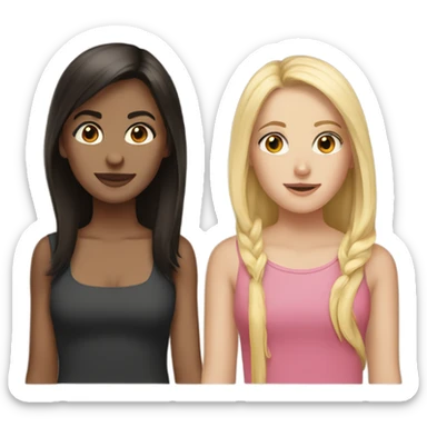 tall brunette girl and short blonde girl sticker