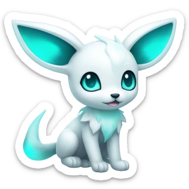 Shiny White Angelic Albino Umbreon. cyan eyes and cyan markings. full body sticker