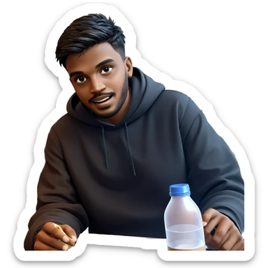 smiling boys sharing food indoors sticker