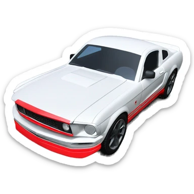 Create a white Mustang GT with black roof, red breaks, Silver rims  sticker
