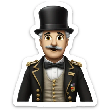 Charlie Chaplin dressed like a german general raisin his hand sticker