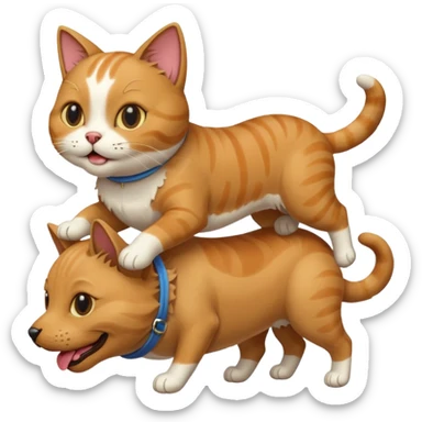 Cat riding a dog  sticker