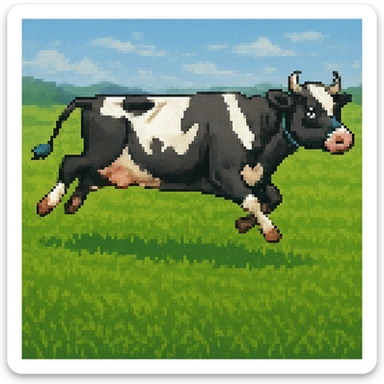 Make the image have a green grass field background in the style of pixel art sticker
