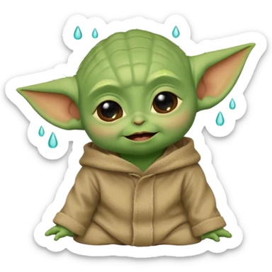 Baby joda felice con le lacrime agli occhi di felicità sticker