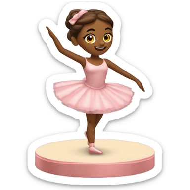 3D isometric brown skin ballerina music box sticker