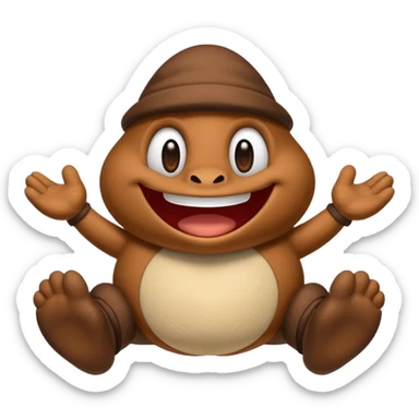 Happy goomba with feet sticker