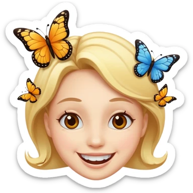 Smiling face with buttflies sticker