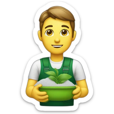 Agronomist holding fertilizer sticker