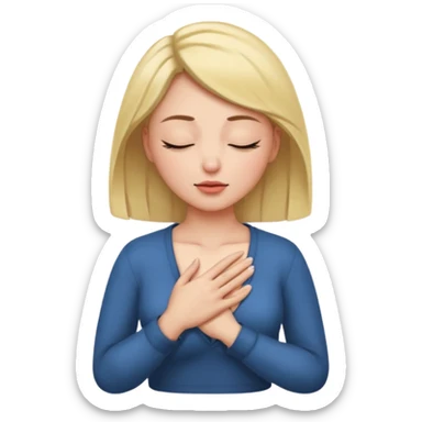 una mano en pecho ojos cerrados femenino sticker