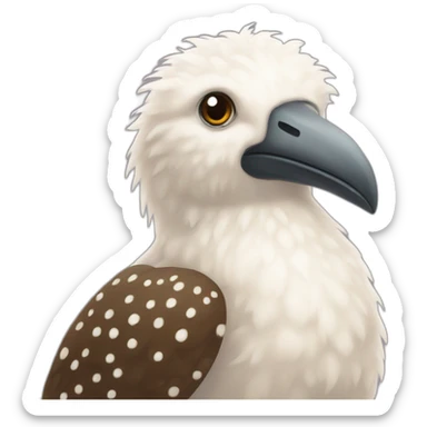 fluffy brown speckled sea bird with white spots sticker