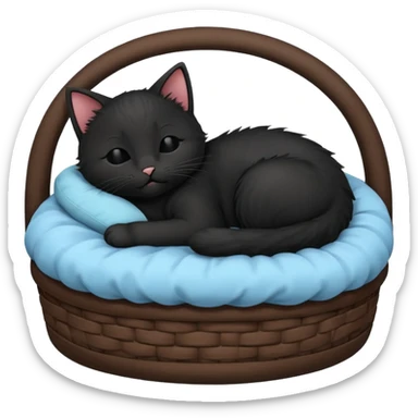 Black kitten sleeping in a bed sticker