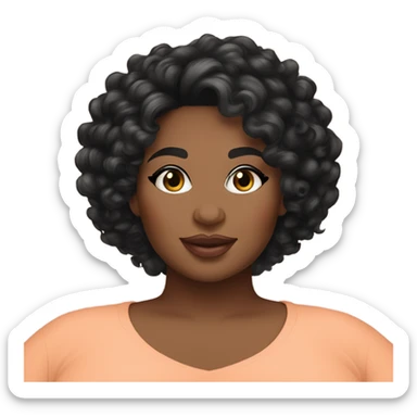 plus size lush peach skin curly black hair sticker