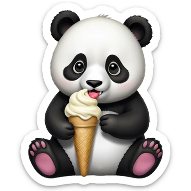 Panda eating ice cream sticker