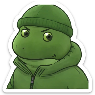 Guy in puffer jacket sticker