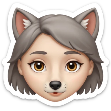 White Girl with wolf cut a little big nose not too big and very beautiful eyes a littlie big eyes and middle thick eye brows not too thick and she is bery beautiful  sticker