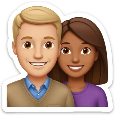 Pareja romántica el hombre blanco y la mujer morena sticker