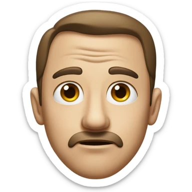 realistic portrait of a man skepticals or confused expression.  sticker