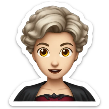 female vampire surprised, she with very short brown hair and with claws sticker