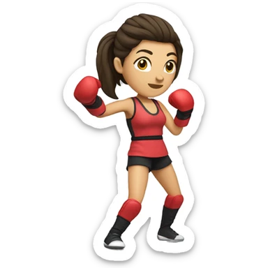 brunette Woman kickboxing with leg in the ai sticker