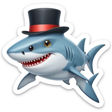 Shark with a top hat sticker