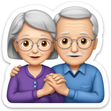 Grandma and grandfather hold each other's hands sticker