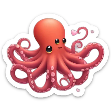 tow in love octopus hugging one each other with little hearts flying around sticker