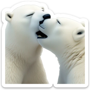 Two polar bears kissing sticker
