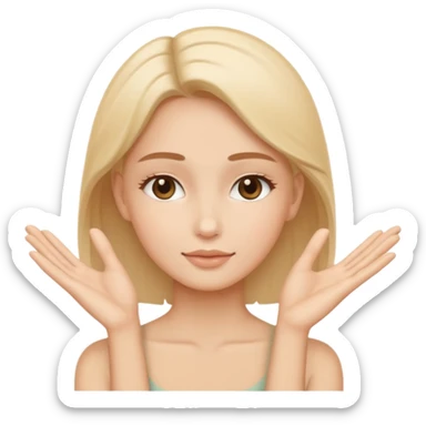 Minimal emoji representing reduced facial puffiness, soft hand gesture shaping the face contour, balanced and natural appearance, wellness-focused, simple and easy to understand
 sticker