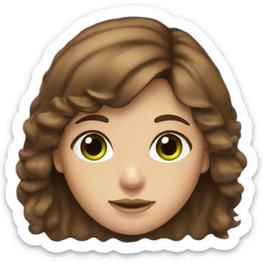 Brown hair girl with green eyes  sticker