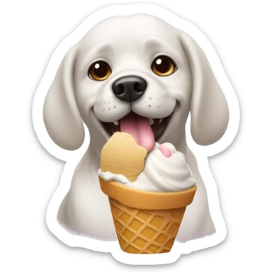 A dog eating ice cream sticker