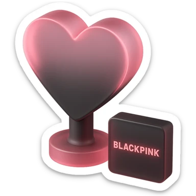 BLACKPINK-inspired object, black and pink colors, sleek and translucent effect, matte glass style sticker