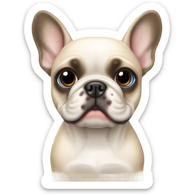 Cream French bulldog with one blue eye and one brown eye sticker