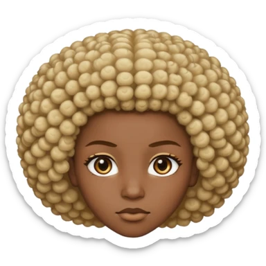 Un regard clair qui tranche avec une peau foncée intense, un afro naturel marqué de mèches blondes, et une expression calme mais affirmée. sticker