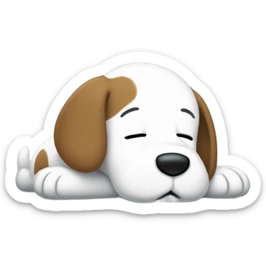 snoopy laying flat on his belly while crying into his arms folded over his head sticker