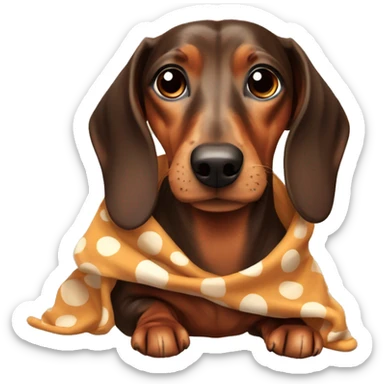Brown Dachshund with spots wrapped in j blanket  sticker