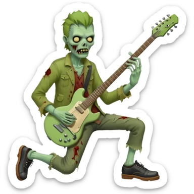 Zombie guitarist – ragged clothes, missing shoe, strumming an old electric guitar. sticker